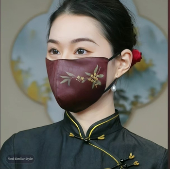 Kaukė su UV apsauga, naujas kinų stilius, dalinai uždengta, šilko audinys, 2025 m. pavasaris