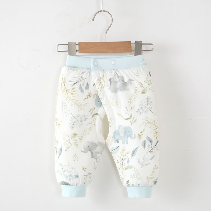 Zīdaiņu kokvilnas bikses ar atvērumu starp kājām, vidējā josta, ziemai, 100% kokvilna