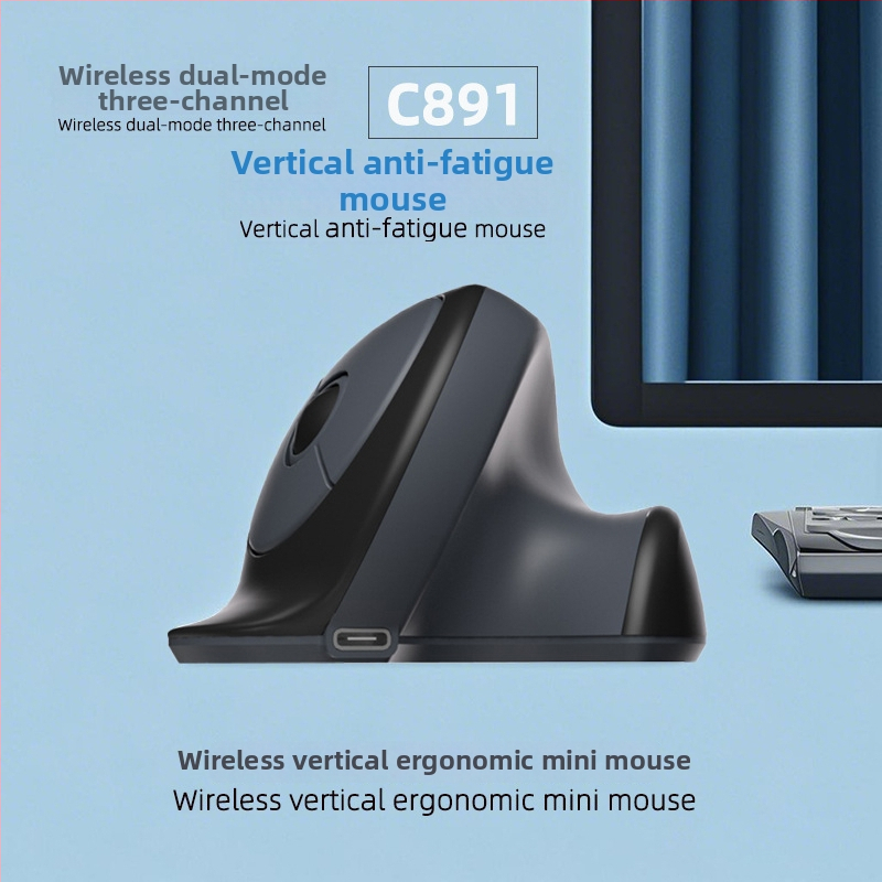 Ergonomisks vertikālais pele ar Bluetooth Type-C uzlādi, 4 pogas, Modelis 891, Plug-and-Play