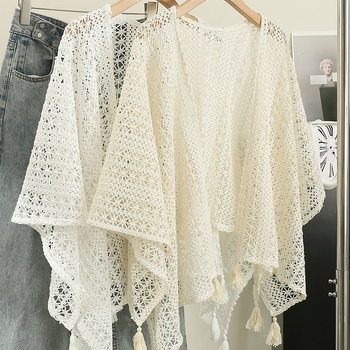 Vuneni pleteni kardigan s resicama i čipkastim šalom - za sve sezone, ljeto 2024