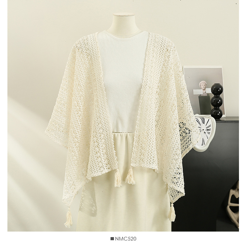 Vuneni pleteni kardigan s resicama i čipkastim šalom - za sve sezone, ljeto 2024