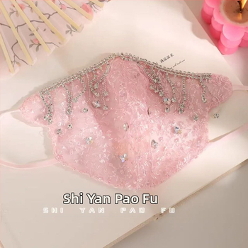 Nėrinių veido kaukė saulės apsaugai su siuvinėjimais, ausų laikiklis, vasaros naudojimui, taškinis raštas