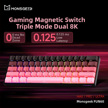 Mechanická klávesnica s 61 klávesami, magnetický os, hliníkový rám, RGB podsvietenie, káblové a Bluetooth pripojenie s nízkou latenciou