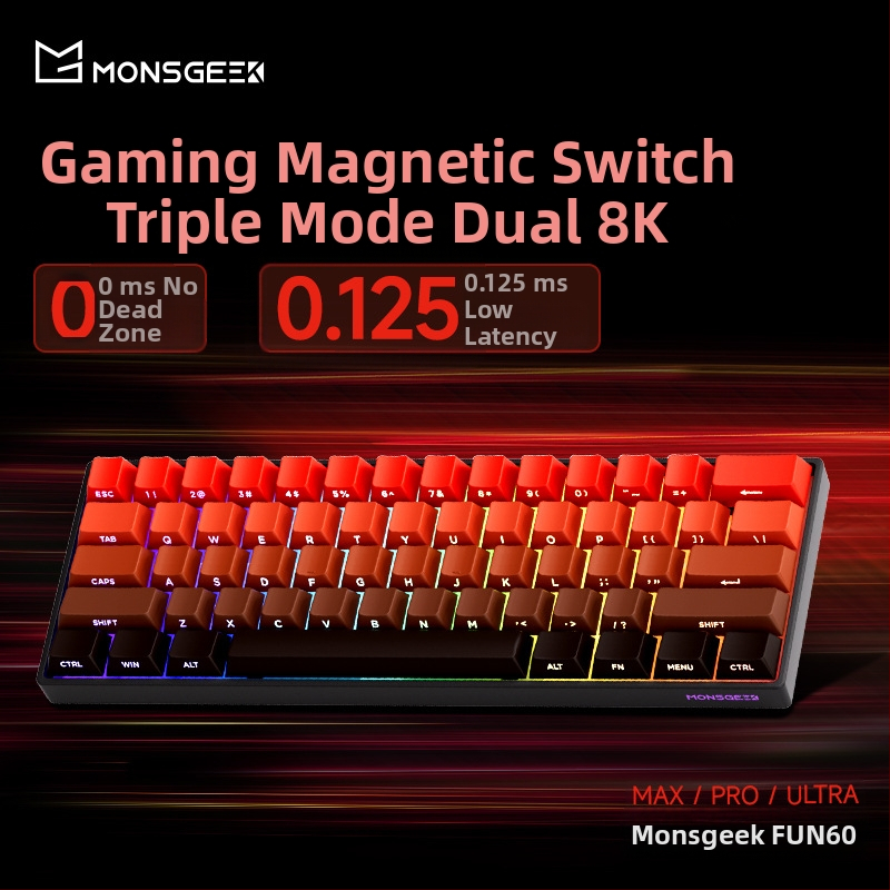 Mechanická klávesnica s 61 klávesami, magnetický os, hliníkový rám, RGB podsvietenie, káblové a Bluetooth pripojenie s nízkou latenciou