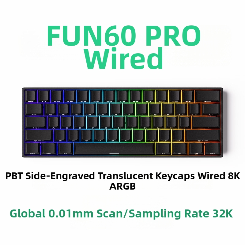 Mechanická klávesnica s 61 klávesami, magnetický os, hliníkový rám, RGB podsvietenie, káblové a Bluetooth pripojenie s nízkou latenciou