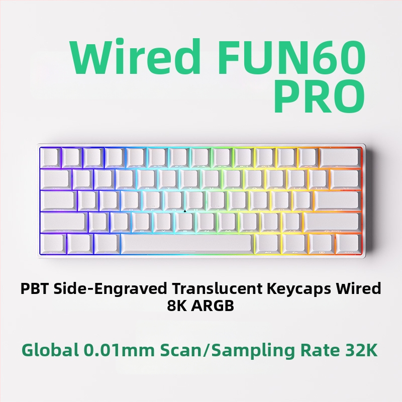 Mechanická klávesnica s 61 klávesami, magnetický os, hliníkový rám, RGB podsvietenie, káblové a Bluetooth pripojenie s nízkou latenciou