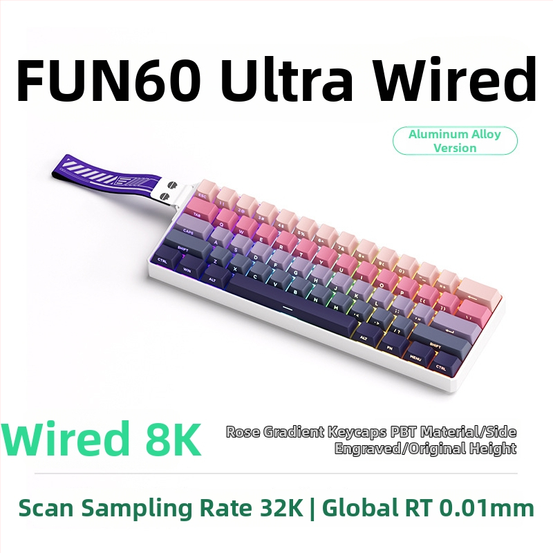 Mechanická klávesnica s 61 klávesami, magnetický os, hliníkový rám, RGB podsvietenie, káblové a Bluetooth pripojenie s nízkou latenciou