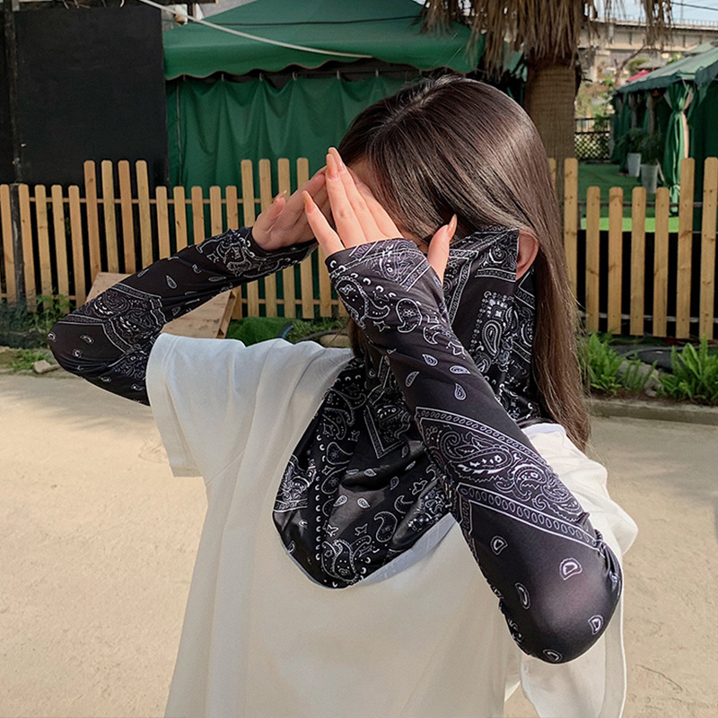 Dviejų dalių Ice Silk rankovės ir veido kaukė vasarai – kvėpuojančios, apsauga nuo saulės, dulkių atsparumas; medžiaga: poliesteris Ice Silk 51–60%