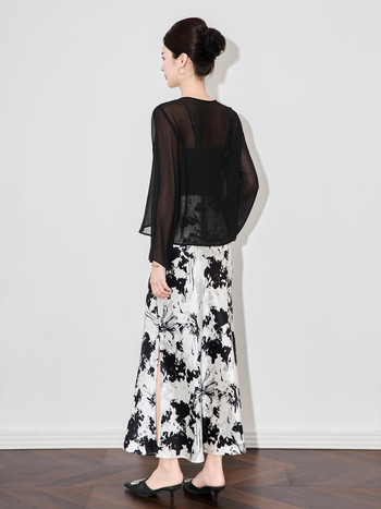 Georgette kardigán fűzőzáras elöl, ultra vékony, hosszú ujjú, UPF30+ napsugárvédelem