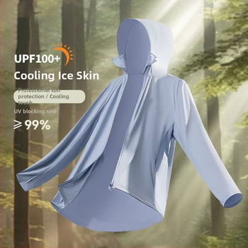 Sieviešu UPF50 saules aizsardzības jaka, elpojošs Ice Silk audums, vidēja garuma, 100% modalā šķiedra
