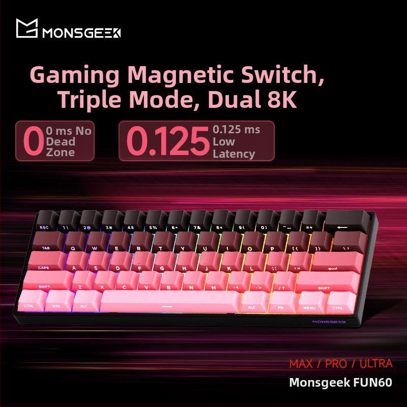 Mechanická klávesnica s 61 klávesami a magnetickým axom, RGB podsvietenie, hliníkový tel, káblové aj Bluetooth pripojenie, až 3 zariadenia