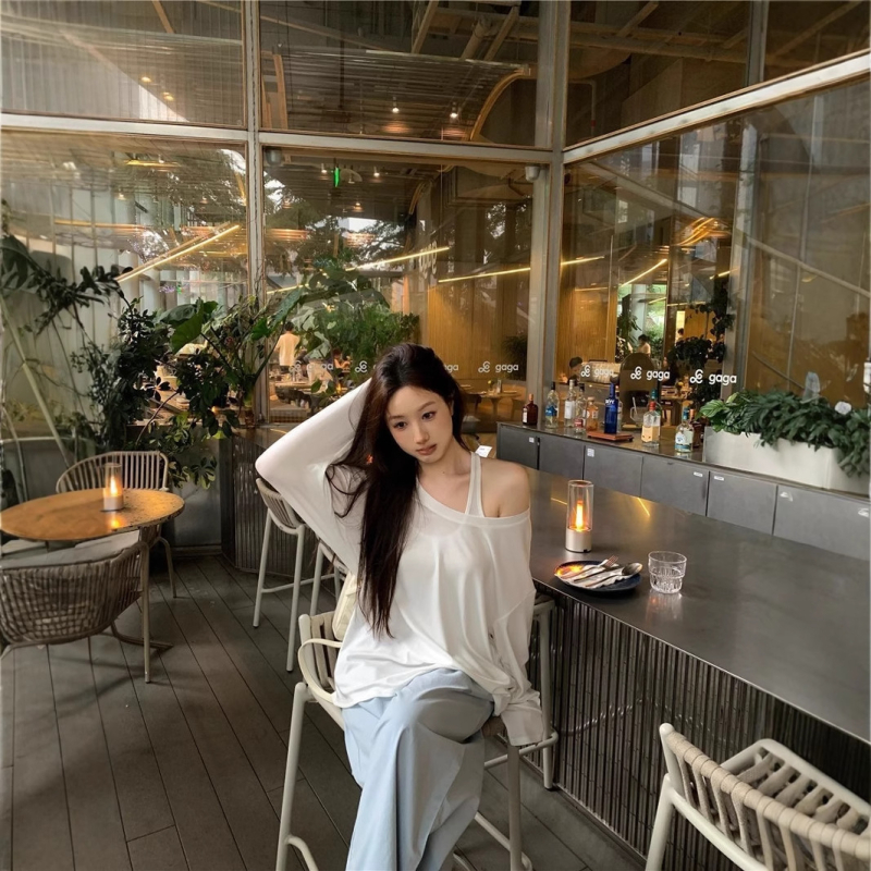 Dviejų dalių komplektas: be rankovių liemenė ir ilga rankovė marškinėliai moterims, poliesteris ≥95% + spandeksas, plonas audinys, UPF30+ saulės apsauga, tiesus kirpimas, vienos spalvos