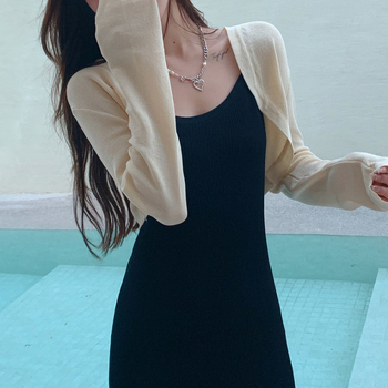 Moterų saulės apsaugos megztinis, lengvas plonas megztinis, trumpas ilgis, 2025 m. vasara, UPF30+, japonų ir korėjiečių laisvalaikio stilius