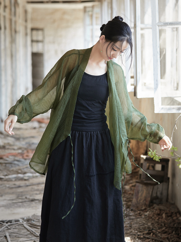 Tencel kardiganas, laisvas kirpimas, vidutinio ilgio, UPF30+ saulės apsauga, ilgos rankovės