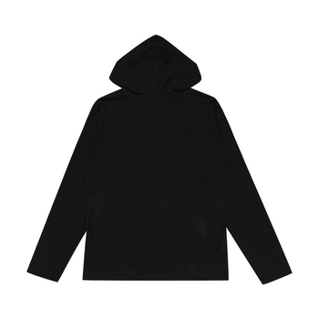 Kapučiuotos ilgos rankovės topas, laisvas kirpimas, raidėmis spausdintas, medvilnės-poliesterio audinys, UPF 30+