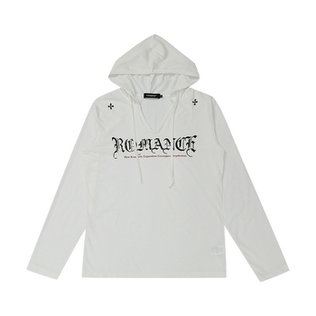 Kapučiuotos ilgos rankovės topas, laisvas kirpimas, raidėmis spausdintas, medvilnės-poliesterio audinys, UPF 30+