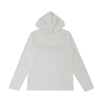 Kapučiuotos ilgos rankovės topas, laisvas kirpimas, raidėmis spausdintas, medvilnės-poliesterio audinys, UPF 30+