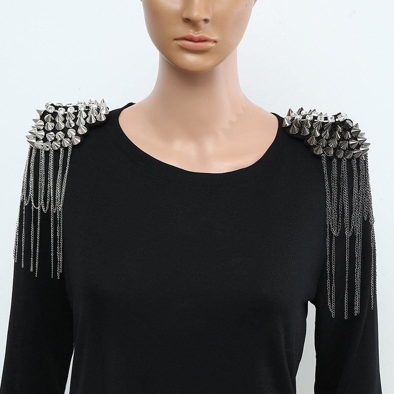 Metalinės peties epaletės su kutais - unisex, geometrinis dizainas, elektroplatinimo apdaila, pritaikoma, atskirai supakuota