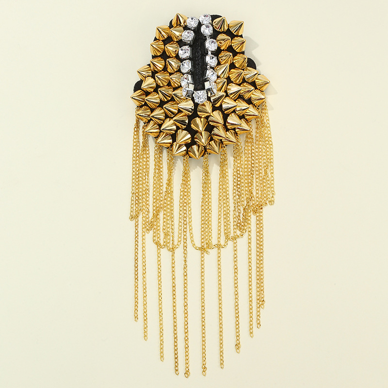 Metalinės peties epaletės su kutais - unisex, geometrinis dizainas, elektroplatinimo apdaila, pritaikoma, atskirai supakuota