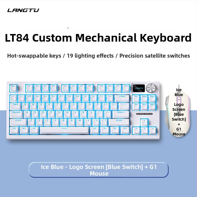 Langtu Lt84 Prispôsobený káblový mechanický klávesnicovo‑myšový set pre kancelárske a e‑športy – USB, numerická klávesnica