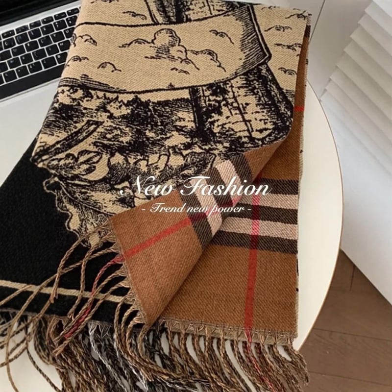 Дамски зимен шал с ресни, изкуствен кашмир, плетен материал, запазва топлината