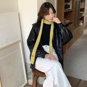 Eșarfă tricotată din lână, dungată, țesătură plată, încălzește, iarnă, stil proaspăt și drăguț