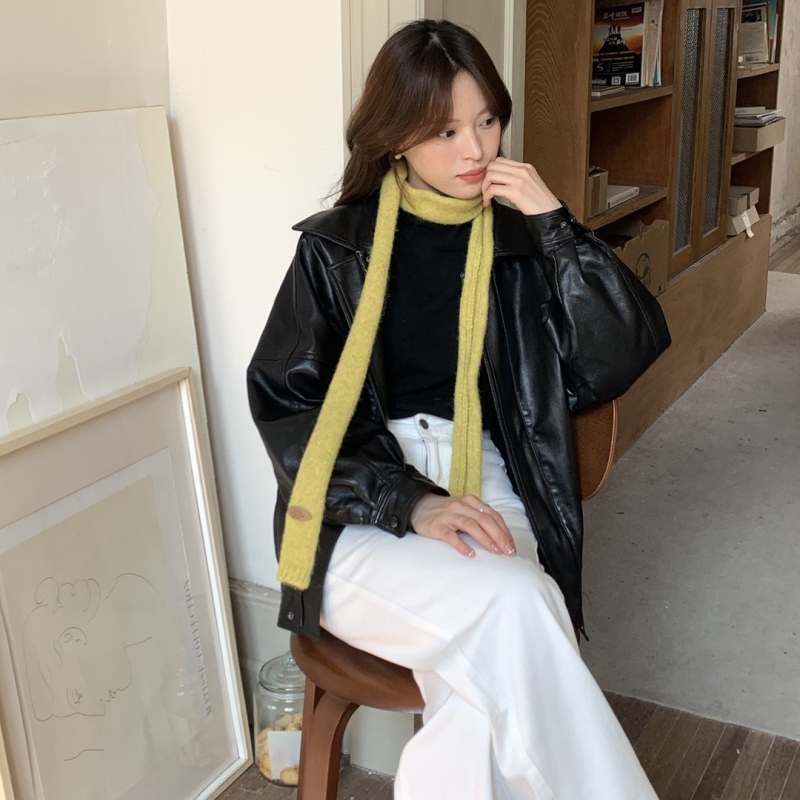 Eșarfă tricotată din lână, dungată, țesătură plată, încălzește, iarnă, stil proaspăt și drăguț