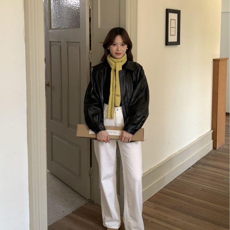 Eșarfă tricotată din lână, dungată, țesătură plată, încălzește, iarnă, stil proaspăt și drăguț