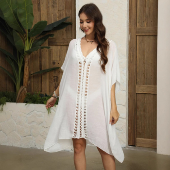 Laisva pliažo bluzė su UPF30+ UV apsauga, medvilnės-poliesterio mišinio, ilgas kirpimas, pusės rankovės