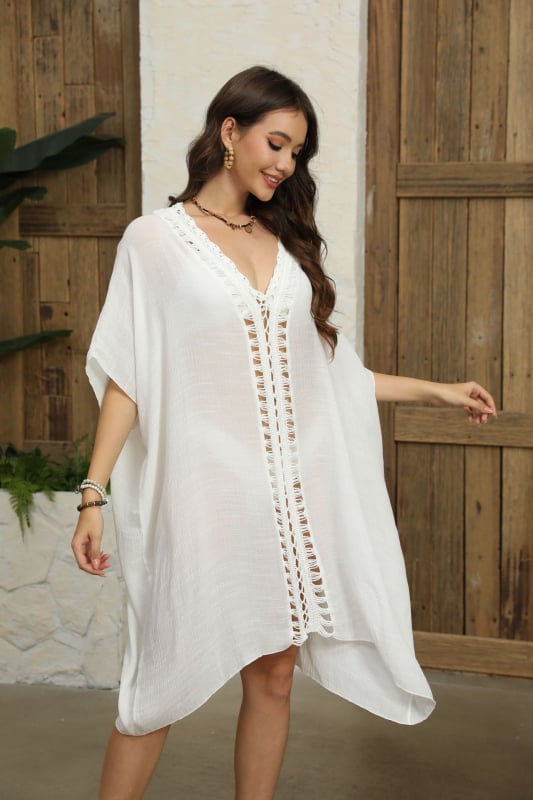 Laisva pliažo bluzė su UPF30+ UV apsauga, medvilnės-poliesterio mišinio, ilgas kirpimas, pusės rankovės