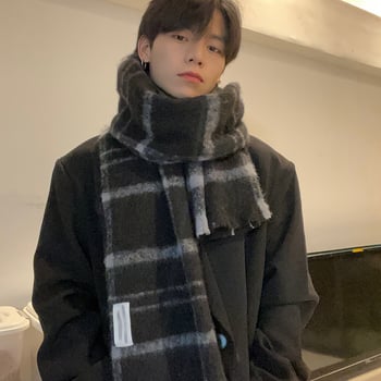 Férfi téli sál, meleg Mohair és poliészter (>96%), Warp szövés, tél 2024, Hangzhou eredet