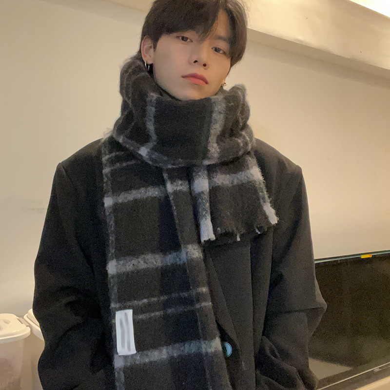 Férfi téli sál, meleg Mohair és poliészter (>96%), Warp szövés, tél 2024, Hangzhou eredet