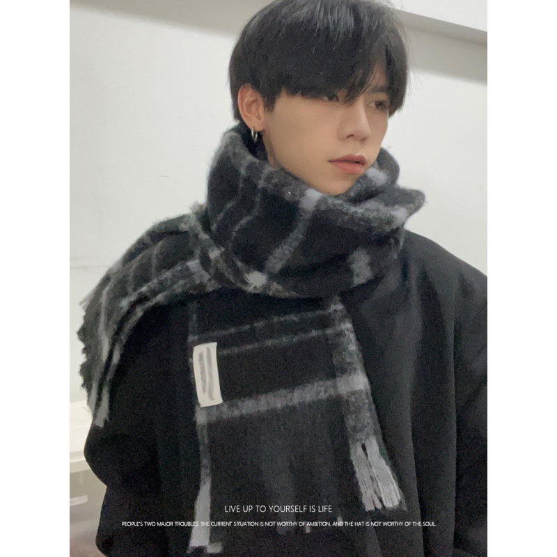 Férfi téli sál, meleg Mohair és poliészter (>96%), Warp szövés, tél 2024, Hangzhou eredet