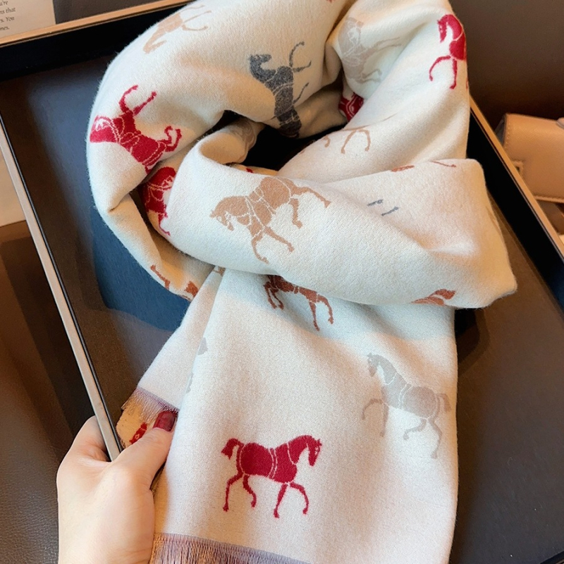 Šal od akrilne vlakne s umjetnim kašmirom, dvostrano plišan, warp pletenje, zimski šal, izdanje 2025. jeseni