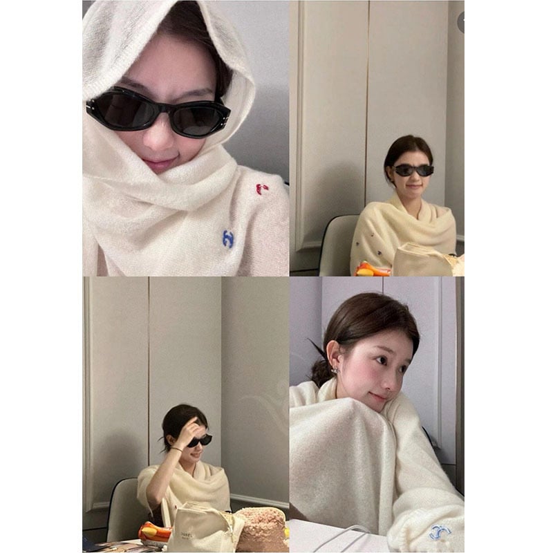 Șal din cașmir, tricotat cu Warp Knitting, cald iarna, 96%+ cașmir