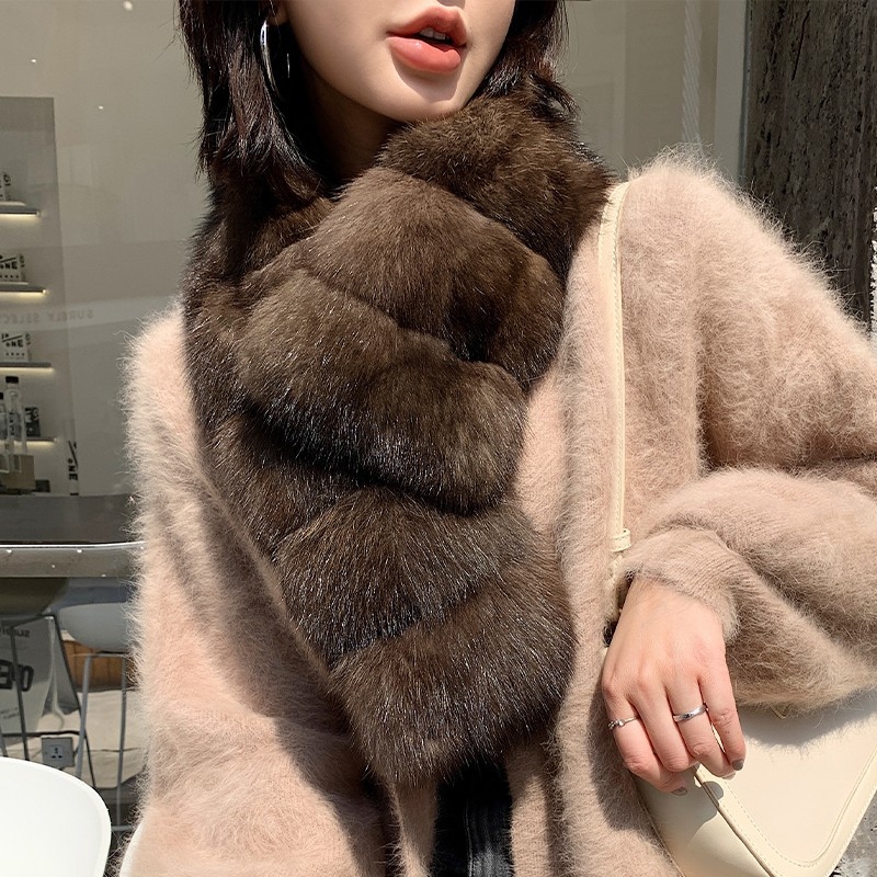 Šal od umjetne nore krzna, warp tkanje, 100% poliester, zadržava toplinu, zima