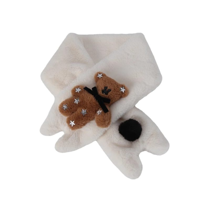 Zimski šal s plišanim medvjedom Teddy, set šala i rukavica, topao i otporan na vjetar, umjetna krzna, warp pletenje