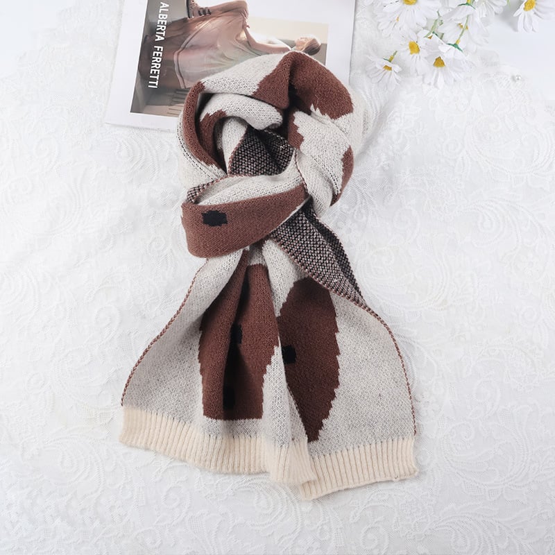 Плетен шал с мотив на куче – японски стил, warp плетение, полиестрова тъкан (>96%), зимна топлина