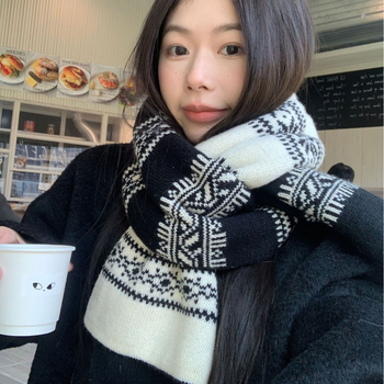 Női kötött sál, koreai stílus, warp kötés, meleg, 100% poliészter