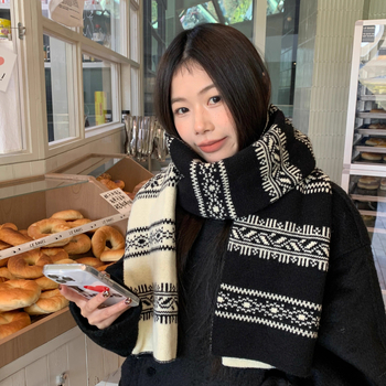 Női kötött sál, koreai stílus, warp kötés, meleg, 100% poliészter