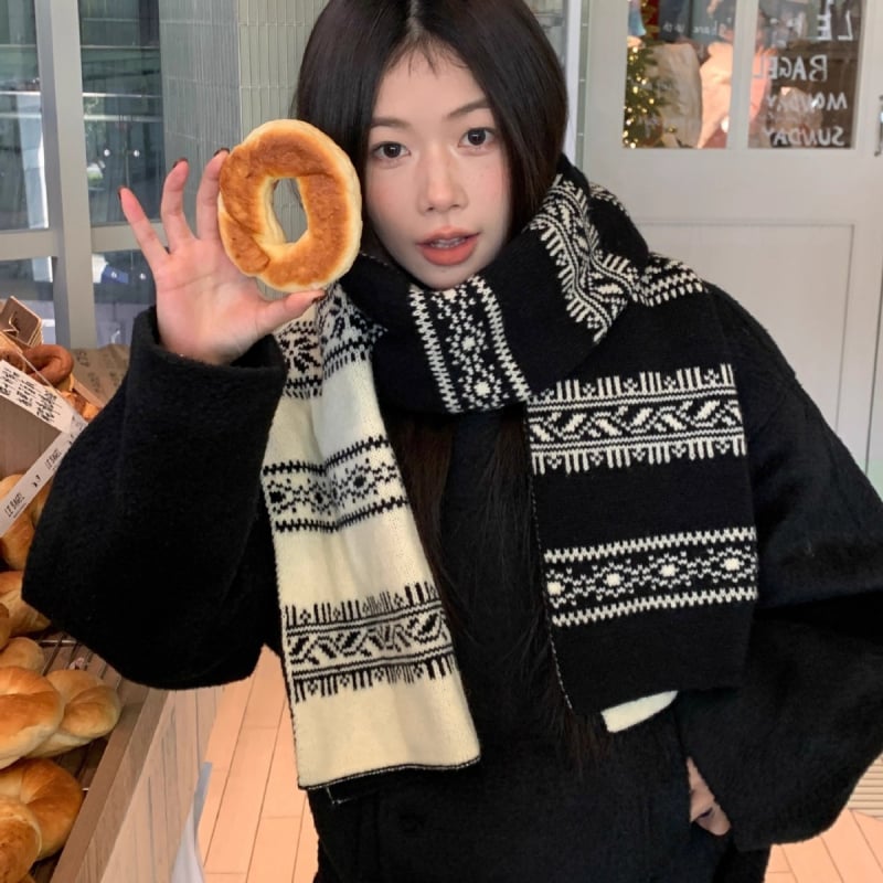 Női kötött sál, koreai stílus, warp kötés, meleg, 100% poliészter