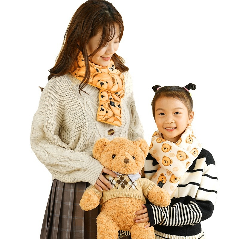 Grafen USB grijaći šal za muškarce i žene – zimska toplina, Lis velvet tkanina, crtani stil