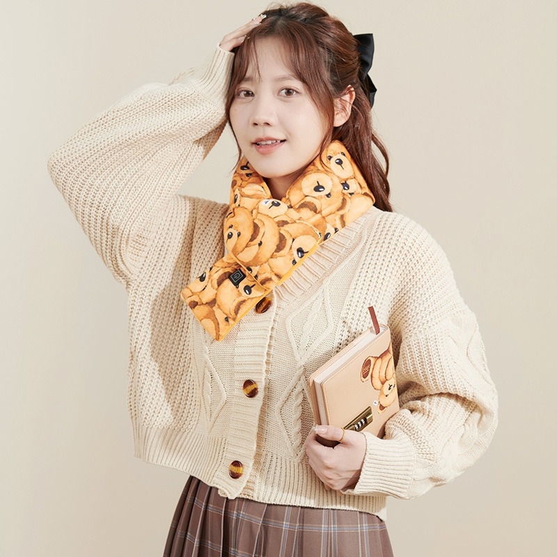 Grafen USB grijaći šal za muškarce i žene – zimska toplina, Lis velvet tkanina, crtani stil