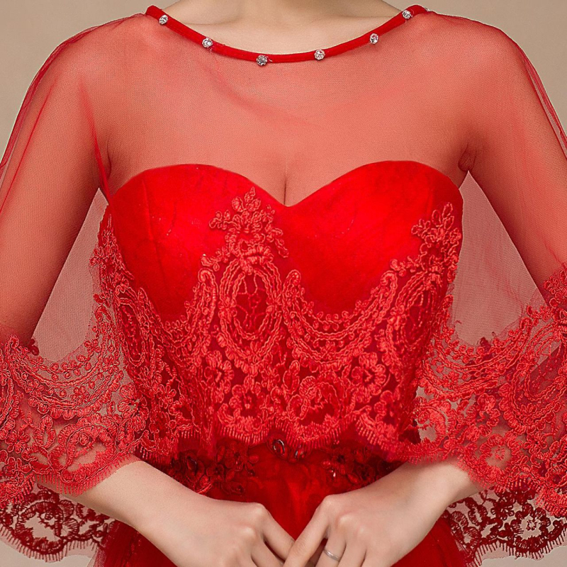 Sál gyémántos csipke mintával és dekoltázs részlettel, elegáns társasági stílushoz, poliészterből