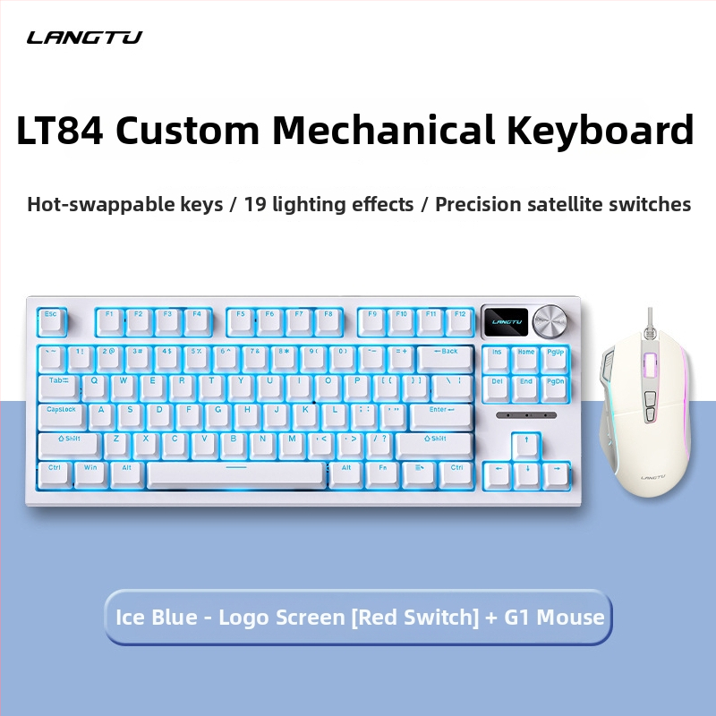 Langtu LT84 káblový mechanický set klávesnice a myši, USB pripojenie, numerická klávesnica, pre kancelárske a e-sportové použitie
