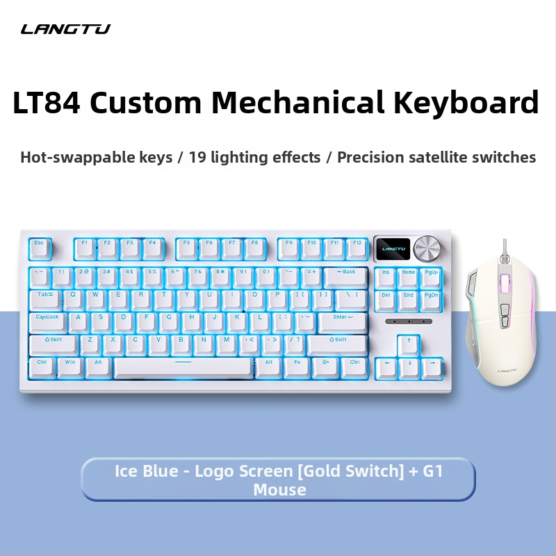 Langtu LT84 káblový mechanický set klávesnice a myši, USB pripojenie, numerická klávesnica, pre kancelárske a e-sportové použitie