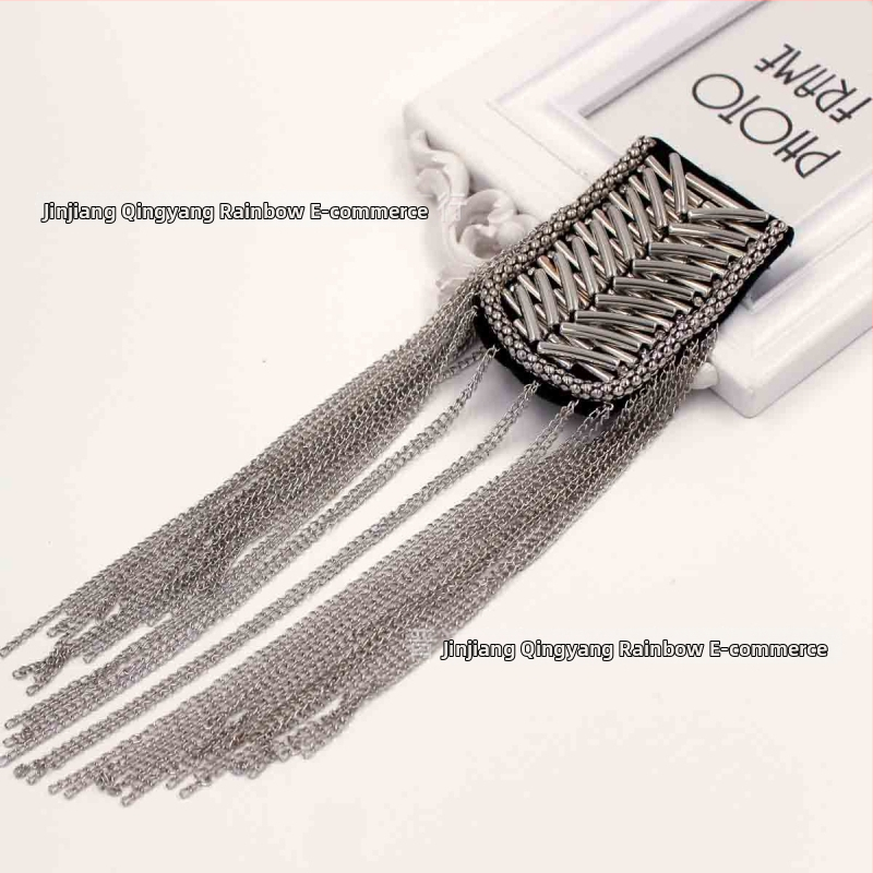 Epauletės su kutais drabužiams – Korejos stiliaus, unisex, elektroplatinavimas metall, krištolai, lydinys su dirbtiniais brangakmeniais, galimas pritaikymas