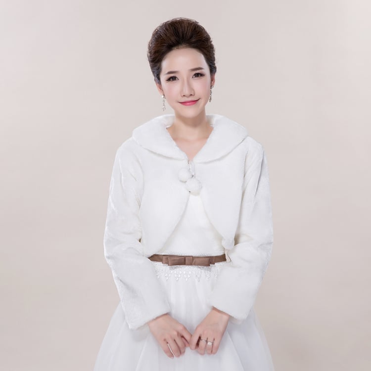 Šal od krzna za nevjestu i dugi krzneni kaput za kumove – poliester vlakno, jednobojni uzorak, toplo vanjsko odijevanje, pogodno za zimu, jesen i proljeće; japansko-korejski sladak stil