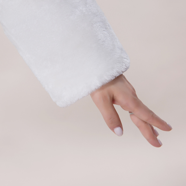 Šal od krzna za nevjestu i dugi krzneni kaput za kumove – poliester vlakno, jednobojni uzorak, toplo vanjsko odijevanje, pogodno za zimu, jesen i proljeće; japansko-korejski sladak stil