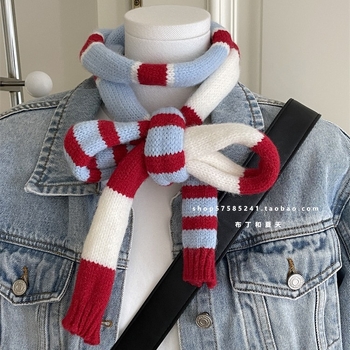 Dugi šal od vunene smjese, warp-knitting tkanje, color-block prugasti uzorak, održava toplinu zimi.